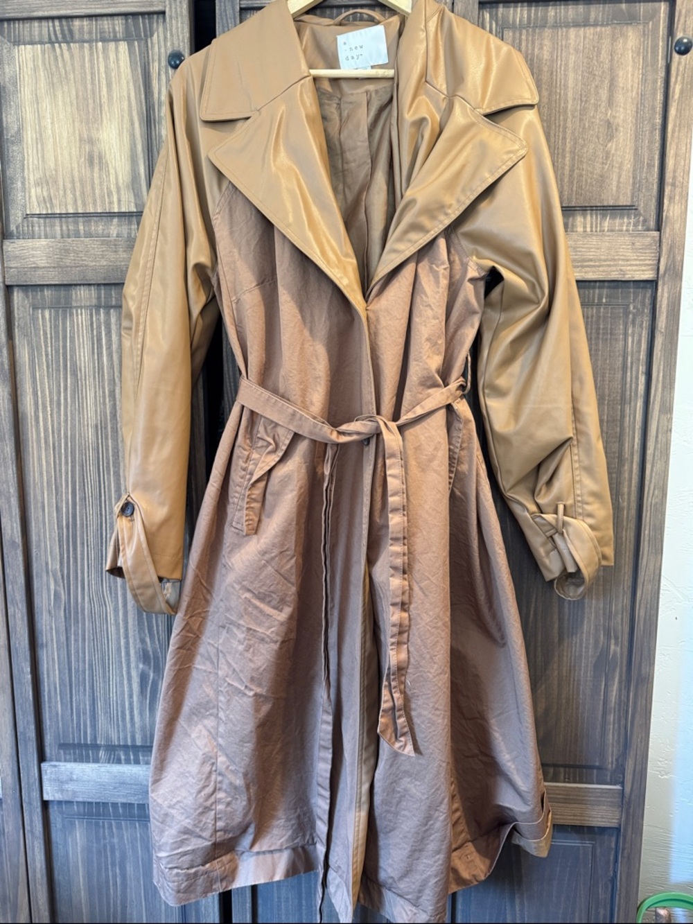 A New Day Women's Tan Trench Coat with Belt